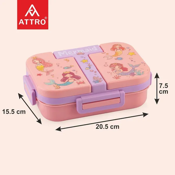 Tangy_Bite_Stainless_Steel_Lunch_Box_–_3_Compartment_Bento_Tiffin,_Leak-Proof_&_Durable,_Plastic_Spoon,_Ideal_for_Kids,_School,_Picnic–_Peach-_600ml-Mermaid_Theme