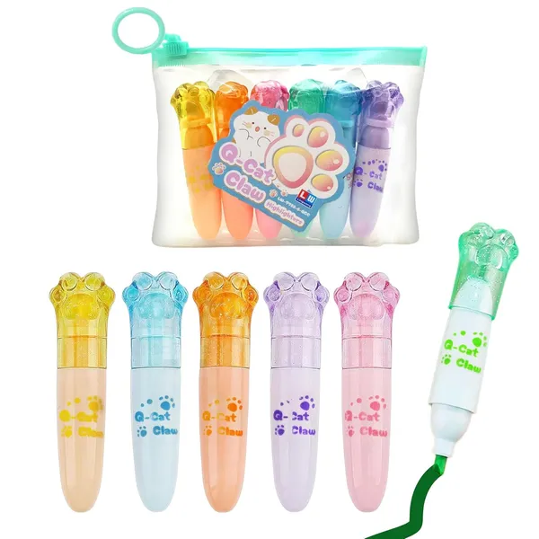 Cute_Kawaii_6_Colors_Highlighter_Pen_Set,_Aesthetic_Highlighters,_Chisel_Tip_Book_Marker,_Pastel_Colors_Chisel_Tip_Marker_Pens_-_Multicolor