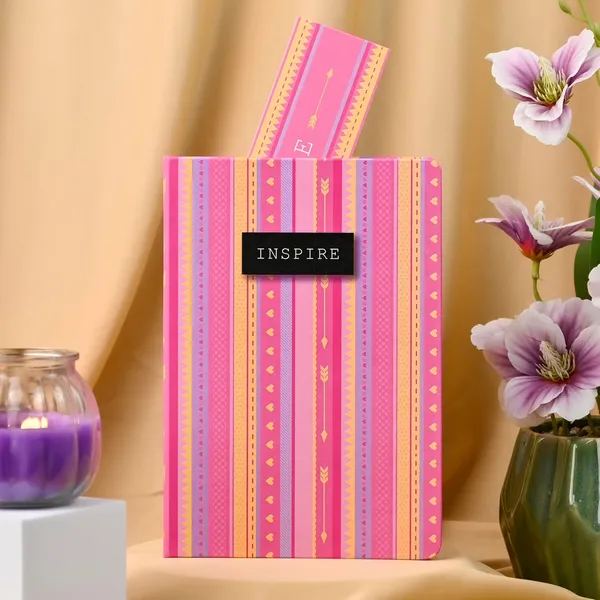 Hardbound_Notebook_with_Cover_and_Bookmark,_Personal_Diary_|_Pink_Theme_Printed_A5_Journal_(22_x_15_cm,_80_GSM,_192_Ruled_Pages)_Inspire_Pink
