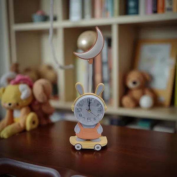 3-in-1_Bunny_Design_Desk_Clock_with_Moon_Lamp_and_Pencil_Sharpener,_Kids_Room_Decor,_Battery_Operated