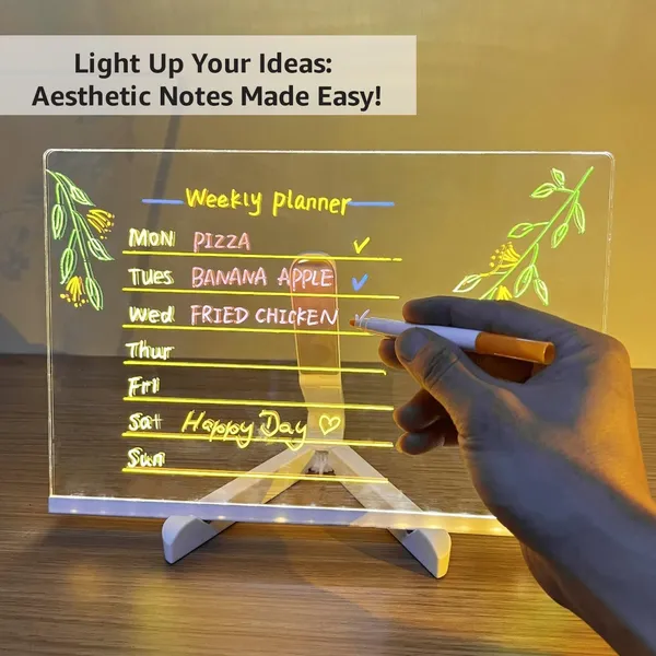 3D_Acrylic_LED_Message_Board_with_Stand_–_Light-Up_Dry_Erase_Board_with_7_Color_Pens,_Adjustable_Stand_Memo_Display_for_Notes,_Doodles_&_Decorations_(30×20_cm,_Reusable)