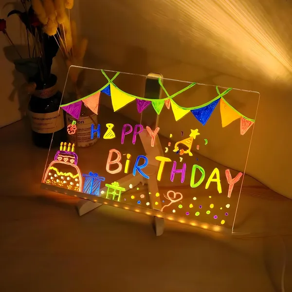 3D_Acrylic_LED_Message_Board_with_Stand_–_Light-Up_Dry_Erase_Board_with_7_Color_Pens,_Adjustable_Stand_Memo_Display_for_Notes,_Doodles_&_Decorations_(30×20_cm,_Reusable)