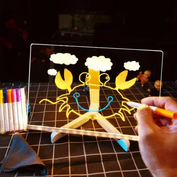 3D_Acrylic_LED_Message_Board_with_Stand_–_Light-Up_Dry_Erase_Board_with_7_Color_Pens,_Adjustable_Stand_Memo_Display_for_Notes,_Doodles_&_Decorations_(30×20_cm,_Reusable)