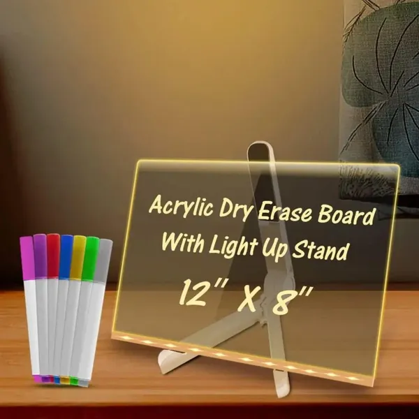 3D_Acrylic_LED_Message_Board_with_Stand_–_Light-Up_Dry_Erase_Board_with_7_Color_Pens,_Adjustable_Stand_Memo_Display_for_Notes,_Doodles_&_Decorations_(30×20_cm,_Reusable)