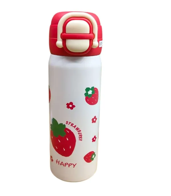 2_in_1_Cap_Water_Bottle_for_Kids,_Sipper_and_Spout_Dual_Caps_Bottle_for_Girls_Boys,_Water_Bottle_for_School,_Spill-Proof_500ML_(Happy_Strawberry_Red)