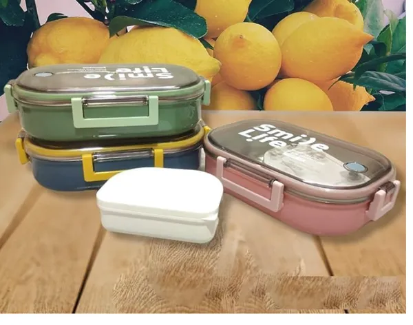 Stainless_Steel_Food_Storage_Containers,_710_ML,_2_Grid_Square_Shape,_Insulated,_Air_Tight,_Leakage_Proof,_Lunch_Box_for_Men_&_Women,_2_Compartments,_Blue