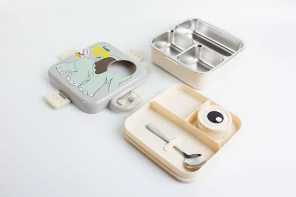 Super_Elephant_Gray_Kids_Lunch_Box_–_Stainless_Steel_Insulated_Tiffin_for_School_with_Spoon,_BPA-Free_|_Leak-Resistant_Bento_Box_with_Tray_&_Container_|_1120ml_+_70ml_(Elephant,_Gray)