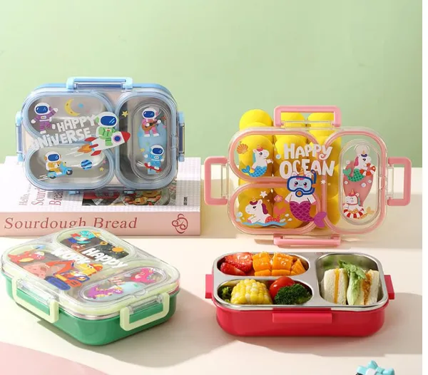 3_Compartments_Stainless_Steel_Lunch_Box_for_Kids_|_600ml_SS_304_Leakproof_Lunch_Box_with_Spoon-Fork_|_Cute_Cartoon_Bento_Box_|_BPA-Free_School_Lunch_Box