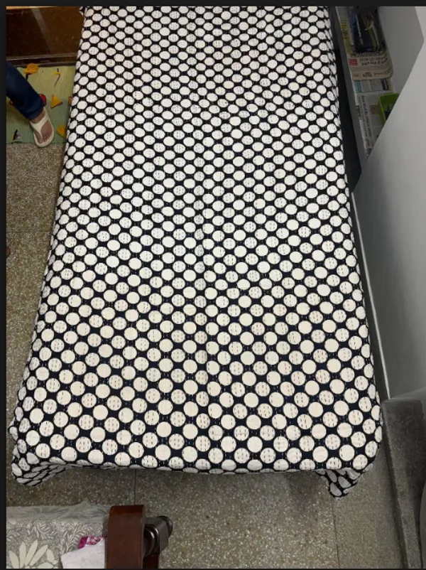 Cream_and_black_Katha_Work_Bedcover