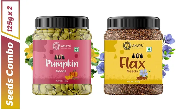 Raw_Organic_Pumpkin_Seeds_125_G_Flax_Seeds_For_Hair_125_G_Weight_Loss__2_X_125_G