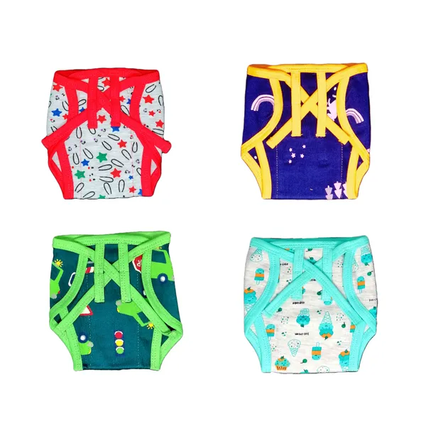 Kindermum__Multicolor_Adjustable_Padded_Nappies_Set_For_Babies_-_Set_Of_4_-_Assorted_Prints