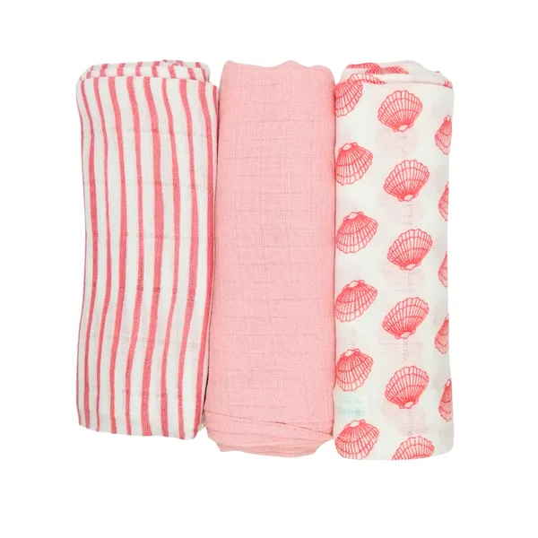 Pink_Striped_And_Shell_Print_Baby_Cloth_Set_80X80_Pink-Set_Of_3_Pink-Combo_Withs_Stripes