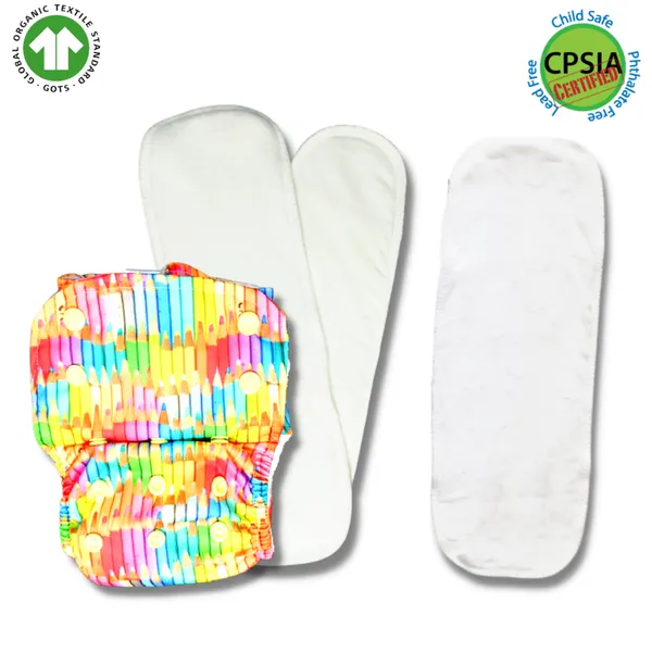 Multicolor_Cloth_Diaper_With_Three_Organic_Cotton__Inserts_-_For_Daytime_And_Nighttime_For_8+_Hours_Of_Absorbency