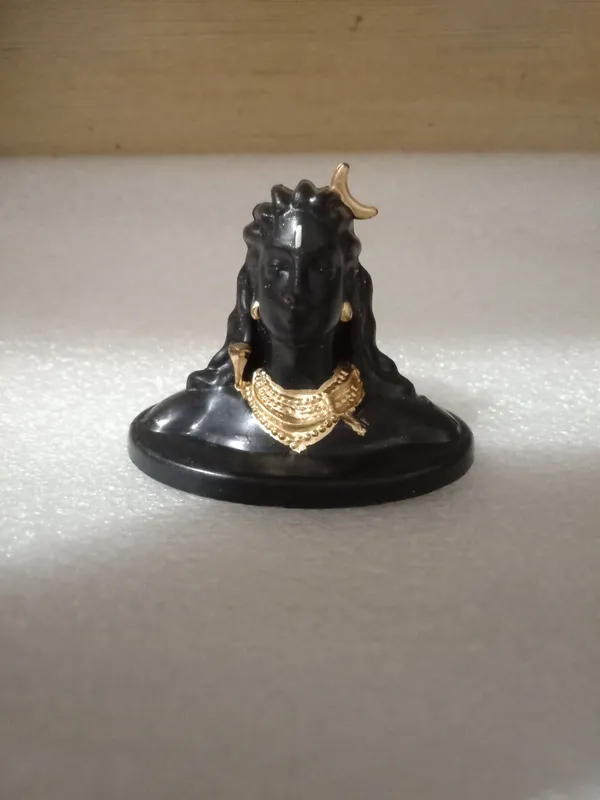 Polyresin_Adiyogi_Shiva_Bust_Idol_Matte_Black_Gold_Accent_Decor