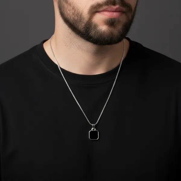 Stainless_Steel_Black_Stone_Square_Pendant_With_Rolo_Chain_For_Men_Anti_Tarnish_Necklace