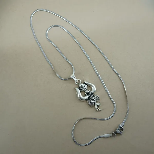 Lord_Shiva'S_Trishul_Damru_Pendant_Necklace_For_Women_Stainless_Steel_Anti_Tarnish_Oxidised_Silver_Finish_Mahadev_Locket_With_Snake_Chain_Antique_Spiritual_Devotional_Jewellery_Religious_Gift