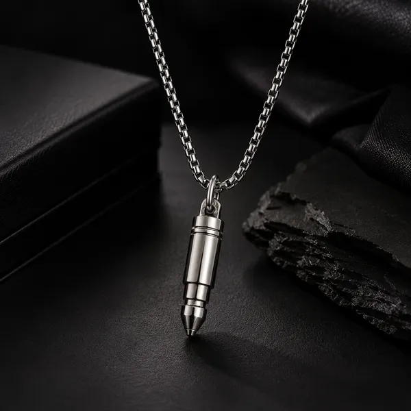 Silver_Gold_Rose_Gold_Stainless_Steel_Bullet_Pendant_Necklace_Combo_For_Men