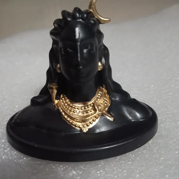 Polyresin_Adiyogi_Shiva_Bust_Idol_Matte_Black_Gold_Accent_Decor