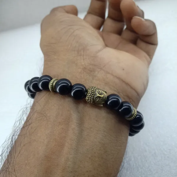 Black_Onyx_Buddha_Head_Bracelet_For_Men_And_Women_Natural_Stone_Antique_Gold_Buddha_Charm_Stretchable_Wrist_Mala_Spiritual_Protection_Healing_Yoga_Meditation_Bracelet_Devotional_Gift
