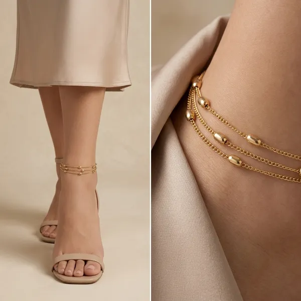 Triple_Strand_Satellite_Bead_Anklet_For_Women_Girls_Anti_Tarnish_Silver_And_Gold_Tone_Layered_Beaded_Ankle_Chain_Combo_Adjustable_Lobster_Clasp_Fashion_Jewellery