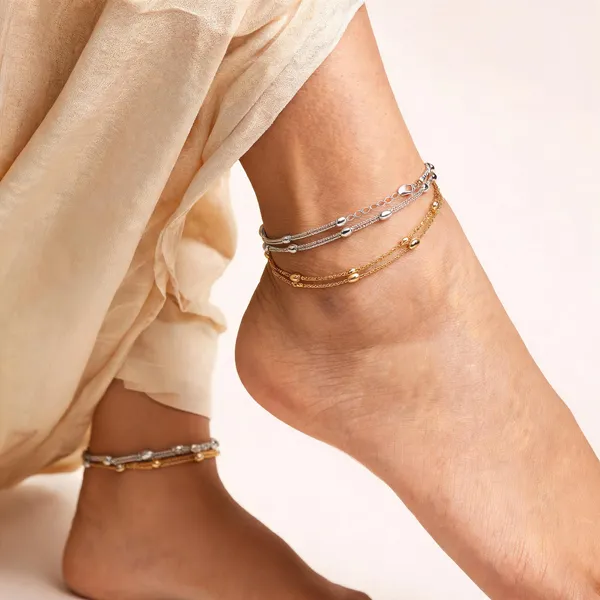 Triple_Strand_Satellite_Bead_Anklet_For_Women_Girls_Anti_Tarnish_Silver_And_Gold_Tone_Layered_Beaded_Ankle_Chain_Combo_Adjustable_Lobster_Clasp_Fashion_Jewellery