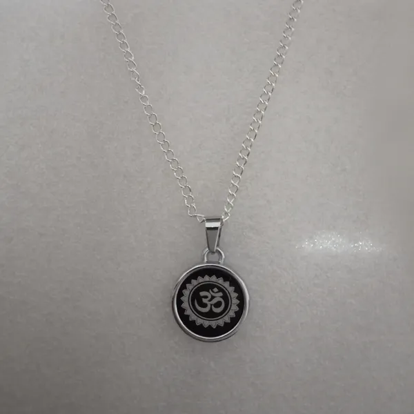 Black_Silver_Stainless_Steel_Om_Plain_Lotus_Coin_Pendant_Combo_For_Unisex