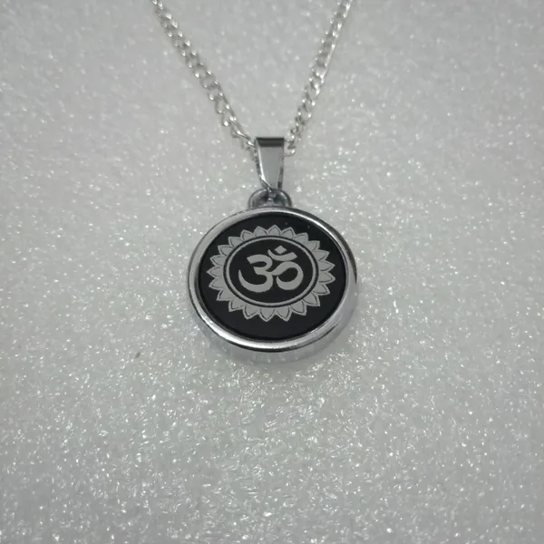 Black_Silver_Stainless_Steel_Om_Plain_Lotus_Coin_Pendant_Combo_For_Unisex