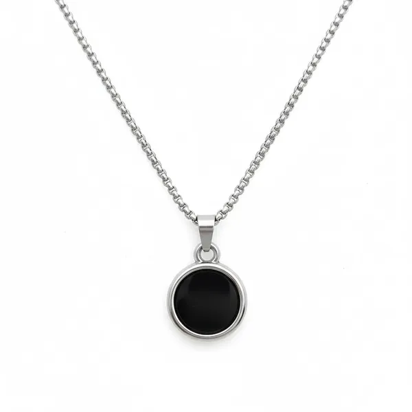 Stainless_Steel_Black_Stone_Circle_Pendant_With_Rolo_Chain_For_Men_Anti_Tarnish_Necklace
