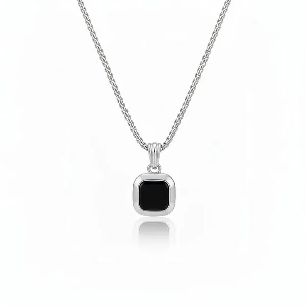 Stainless_Steel_Black_Stone_Square_Pendant_With_Rolo_Chain_For_Men_Anti_Tarnish_Necklace