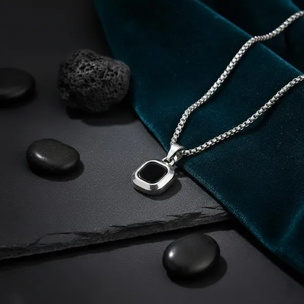 Stainless_Steel_Black_Stone_Square_Pendant_With_Rolo_Chain_For_Men_Anti_Tarnish_Necklace