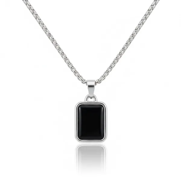 Stainless_Steel_Black_Onyx_Stone_Rectangular_Pendant_With_Rolo_Chain_For_Men_Anti_Tarnish_Necklace