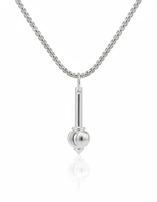 Stainless_Steel_Polished_Silver_Hanuman_Gada_Rolo_Chain_Pendant_For_Men