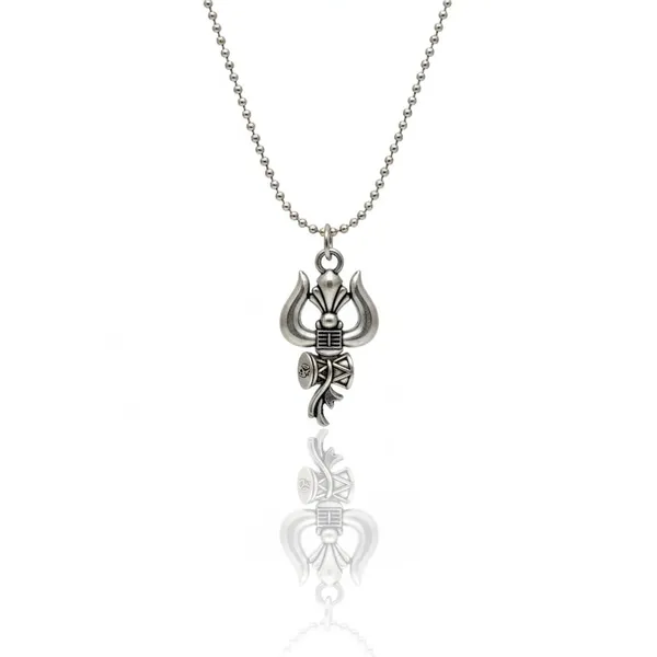 Silver_Stainless_Steel_Oxidised_Trishul_Damaru_Pendant_Necklace_For_Men