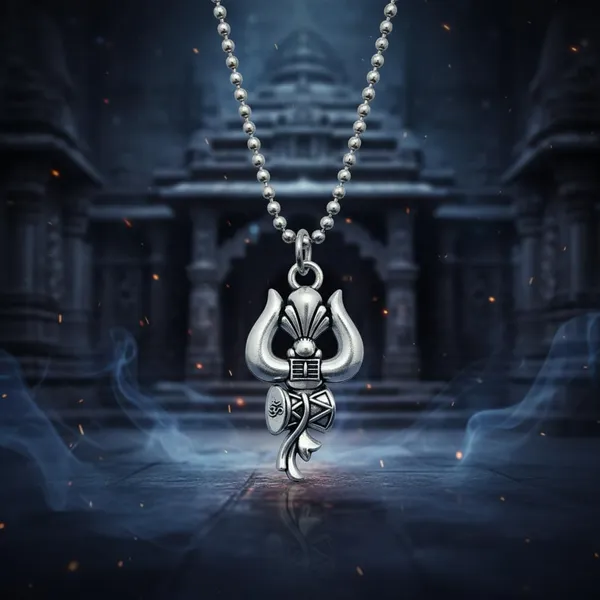 Silver_Stainless_Steel_Oxidised_Trishul_Damaru_Pendant_Necklace_For_Men
