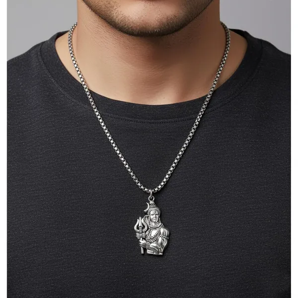 Stainless_Steel_Oxidised_Silver_Shiva_Trishul_Mahakal_Pendant_Combo_For_Men