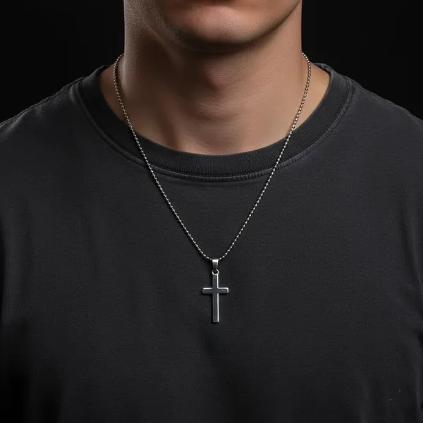 Silver_Stainless_Steel_Minimalist_Plain_Cross_Pendant_Necklace_For_Men