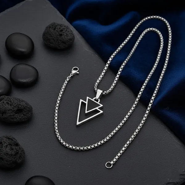 Geometric_Black_Onyx_Dual_Triangle_Pendant_For_Men_/_Boys_With_Chain,_Anti_Tarnish_Stainless_Steel_Modern_Style_Necklace
