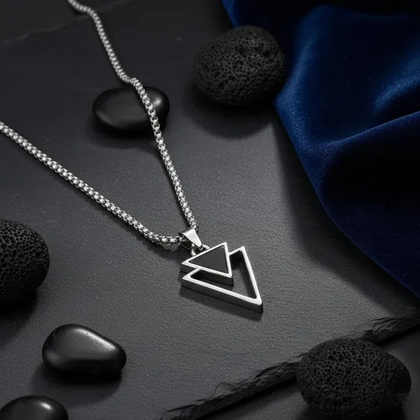 Geometric_Black_Onyx_Dual_Triangle_Pendant_For_Men_/_Boys_With_Chain,_Anti_Tarnish_Stainless_Steel_Modern_Style_Necklace