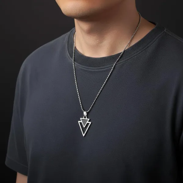 Geometric_Black_Onyx_Dual_Triangle_Pendant_For_Men_/_Boys_With_Chain,_Anti_Tarnish_Stainless_Steel_Modern_Style_Necklace