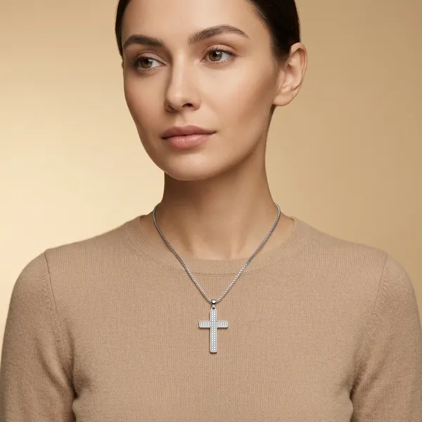 Silver_Stainless_Steel_Crystal_Cross_Pendant_Necklace_For_Men