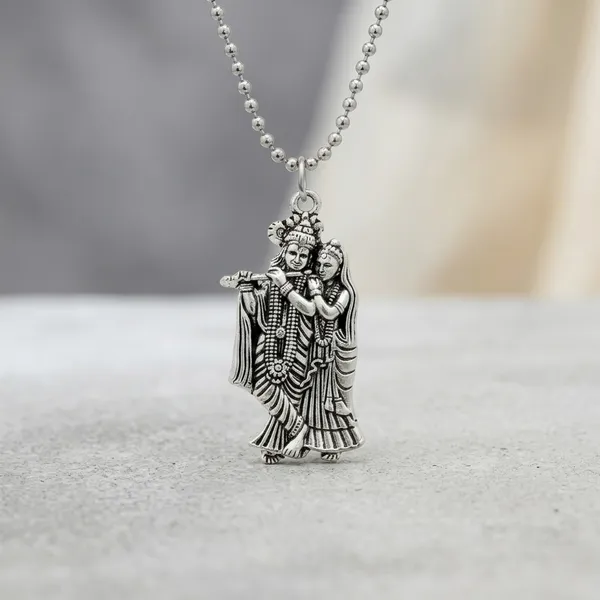 Stainless_Steel_Oxidised_Silver_Radha_Krishna_Bansuri_Pendant_Combo_Unisex