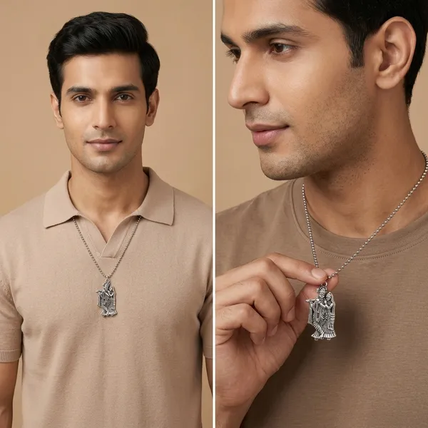Stainless_Steel_Oxidised_Silver_Radha_Krishna_Bansuri_Pendant_Combo_Unisex