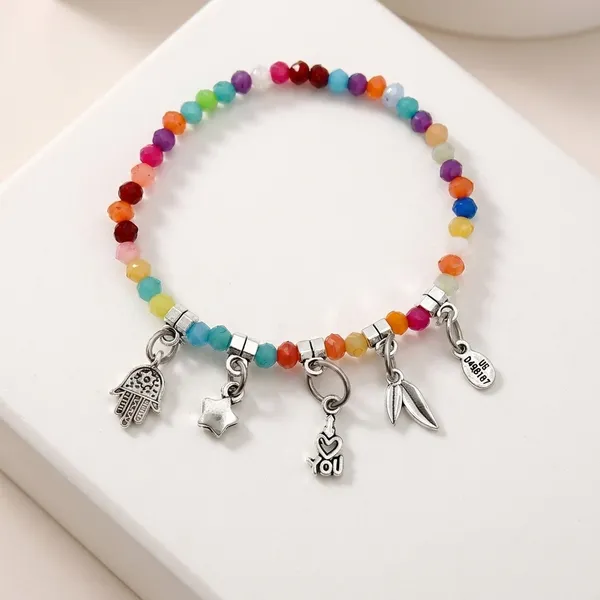 Multi_Color_Rainbow_And_Black_Crystal_Beaded_Charm_Bracelet_Combo_For_Women_And_Girls
