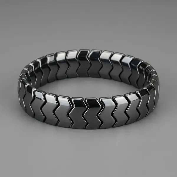 Hematite_Chevron_Arrow_Beaded_Elastic_Bracelet_For_Men