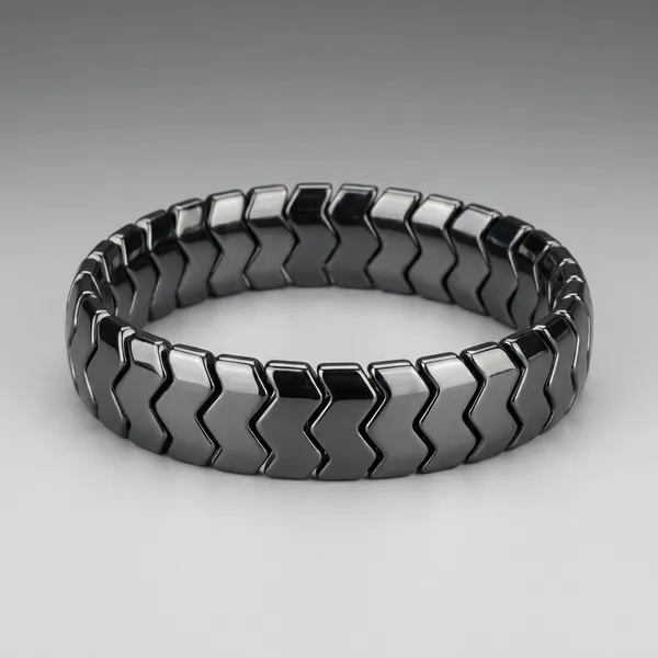 Hematite_Chevron_Arrow_Beaded_Elastic_Bracelet_For_Men
