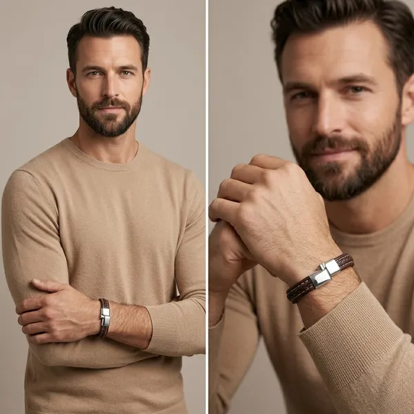 Men'S_Genuine_Leather_Braided_Bracelet_With_Stainless_Steel_Slide_Lock_Clasp