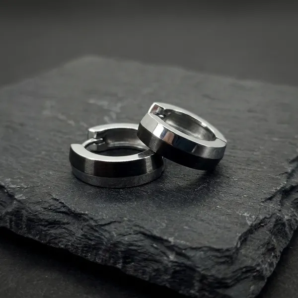 Silver_Black_Stainless_Steel_Huggie_Hoop_Earrings_Combo_Set_For_Men