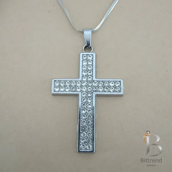 Anti_Tarnish_Stainless_Steel_Cz_Crystal_Cross_Pendant_Necklace_For_Women_Silver_Tone_Cubic_Zirconia_Stone_Set_Christian_Cross_With_Snake_Chain