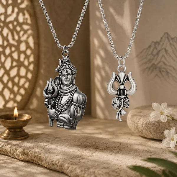 Stainless_Steel_Oxidised_Silver_Shiva_Trishul_Om_Damaru_Pendant_Combo_For_Men