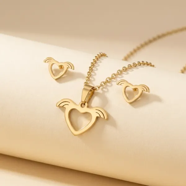 Gold_Stainless_Steel_Angel_Wing_Heart_Pendant_Necklace_Earrings_Set_For_Women